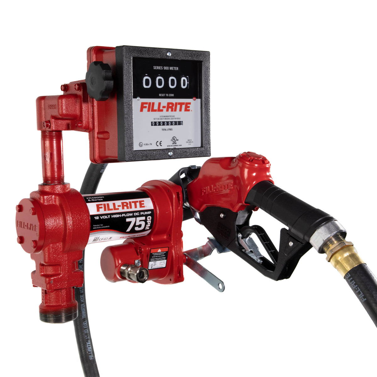 Fill-Rite FR4211HEBL Pump, Auto Nozzle & Mechanical Meter- 12V DC 75 L ...